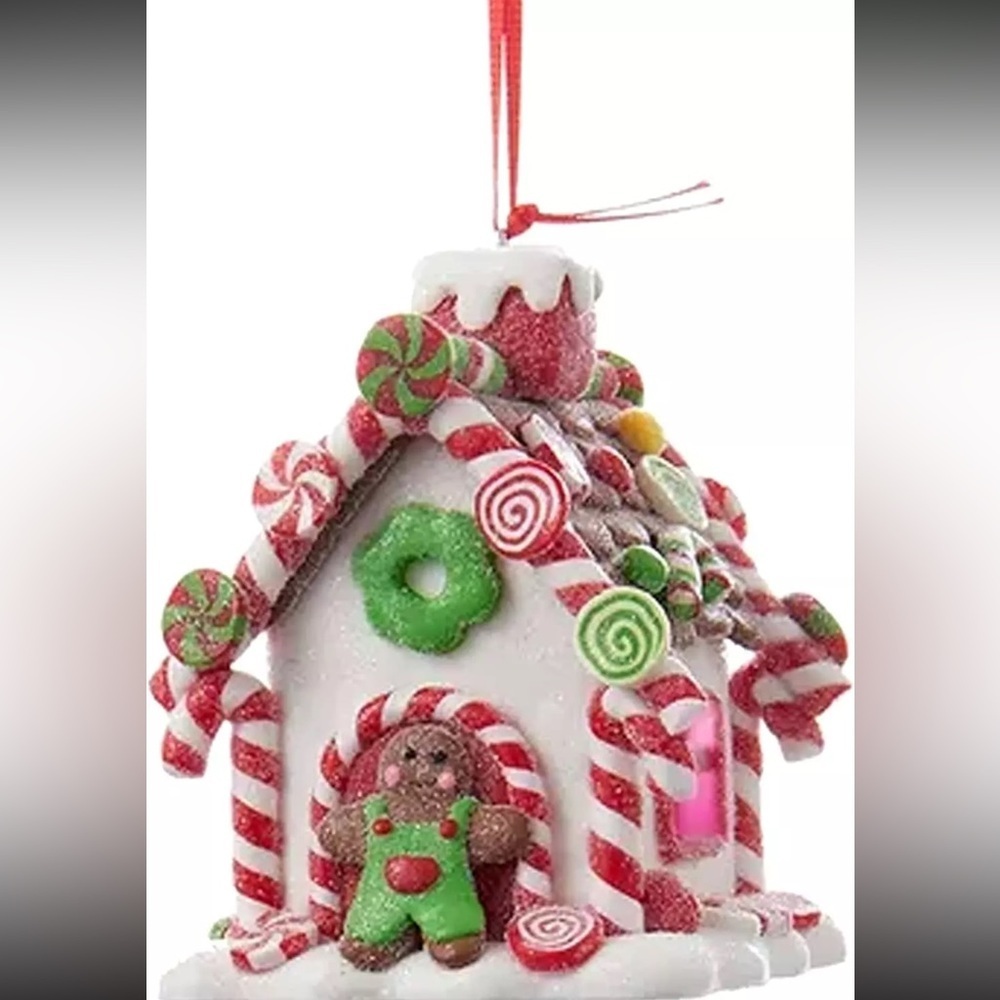 Kurt Adler Claydough LED Gingerbread House Ornament - Gingerbread Man, NWT